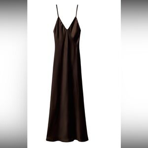 Elegant Brown satin  midi  Dress